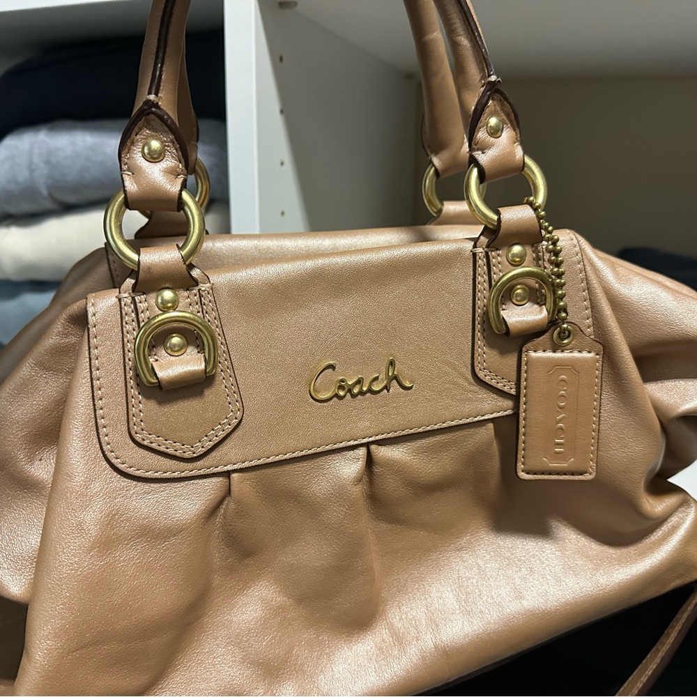 Coach Metallic Tan Leather Satchel